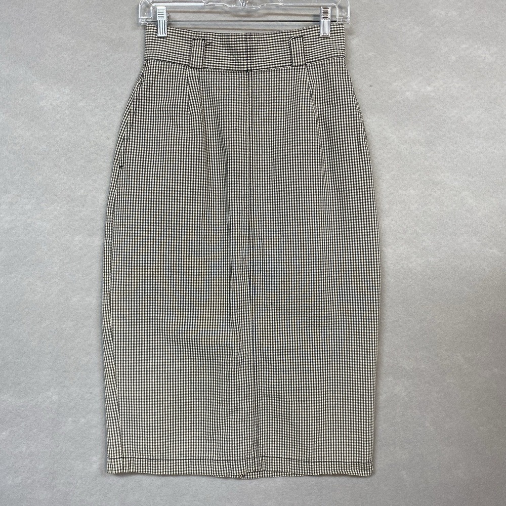 Calvin Klein Sport Womens 8 Pencil Skirt Black White Gingham Retro Vintage 90s